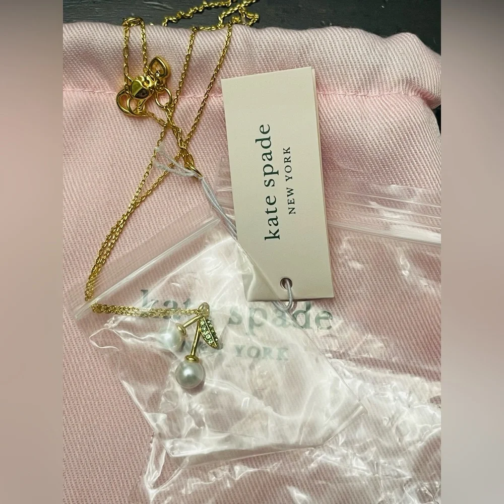 Kate spades ♠️ Cherie cherry gold pendant necklace - Picture 3 of 3